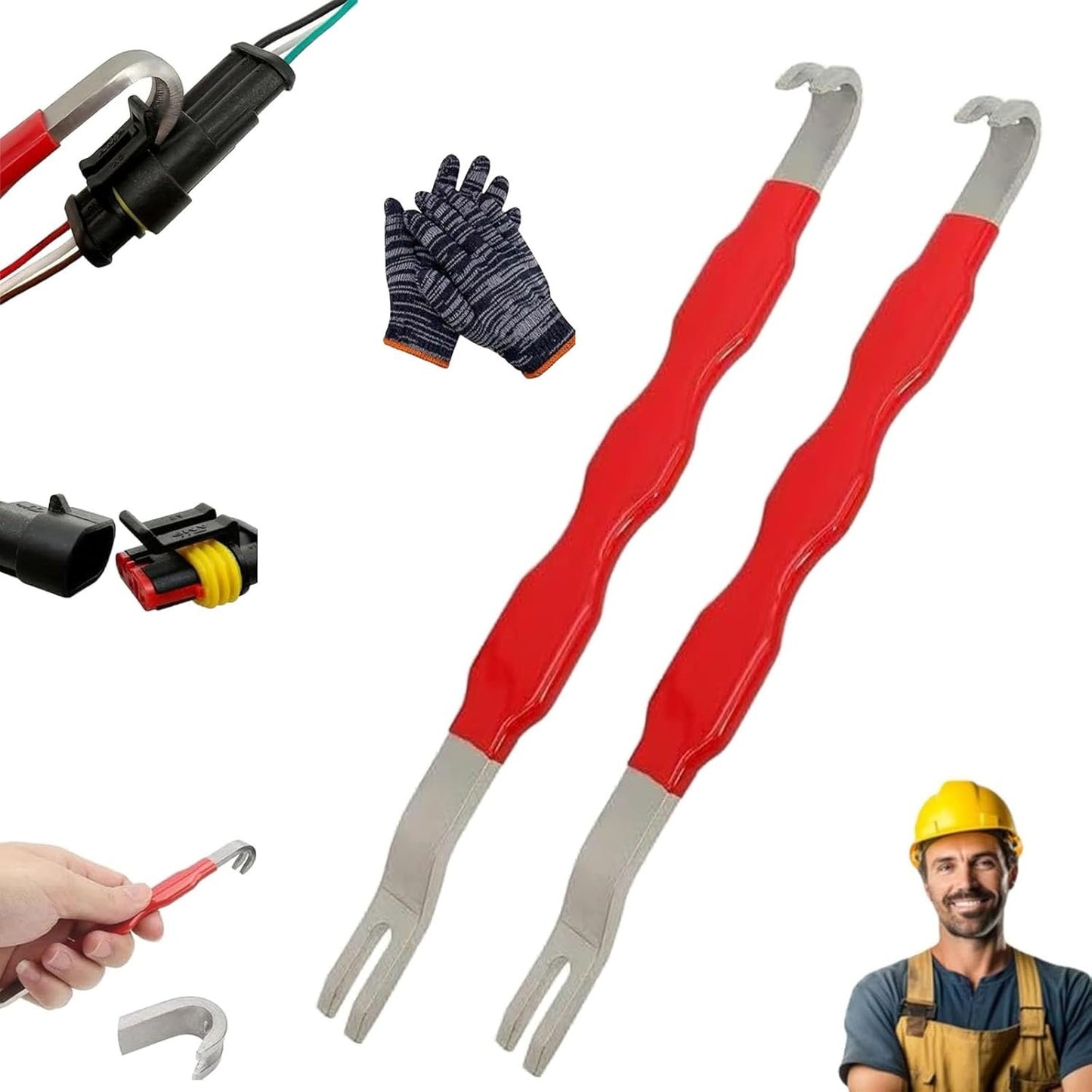 Automotive Electrical Terminal Connector Separator Removal Tool, Electrical Connector Separator Tool, Wire Terminal Removal Tool, for Most Vehicle (2pcs*Red)