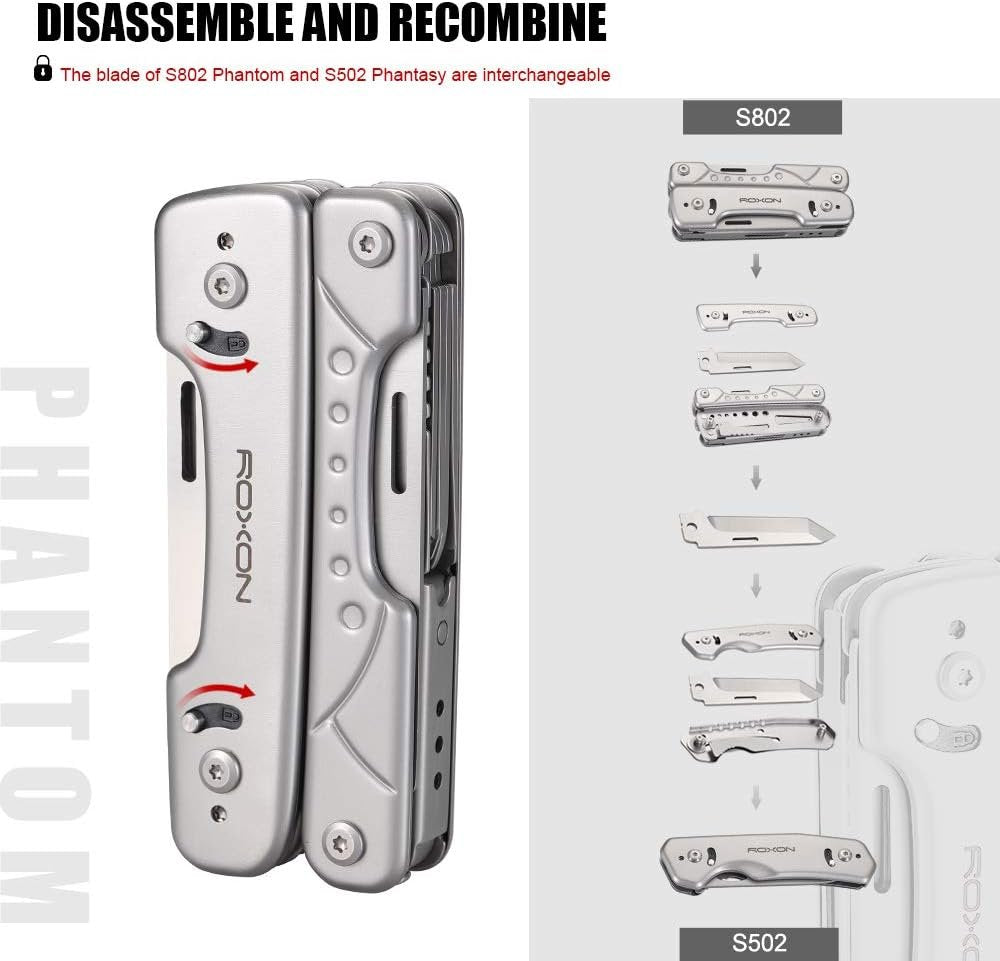 ROXON S802 Phantom Multi Tool Pliers and Scissors with Replaceable Knife and Wire Cutters