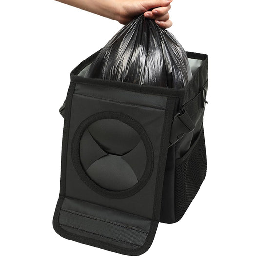 mivceklw Car Trash Can, Foldable Waste Bin, Leakproof Garbage Container, Portable Storage Reusable Design Black 1 Pack for Road Trips, Travel, Camping, Daily Use, 1 pezzo