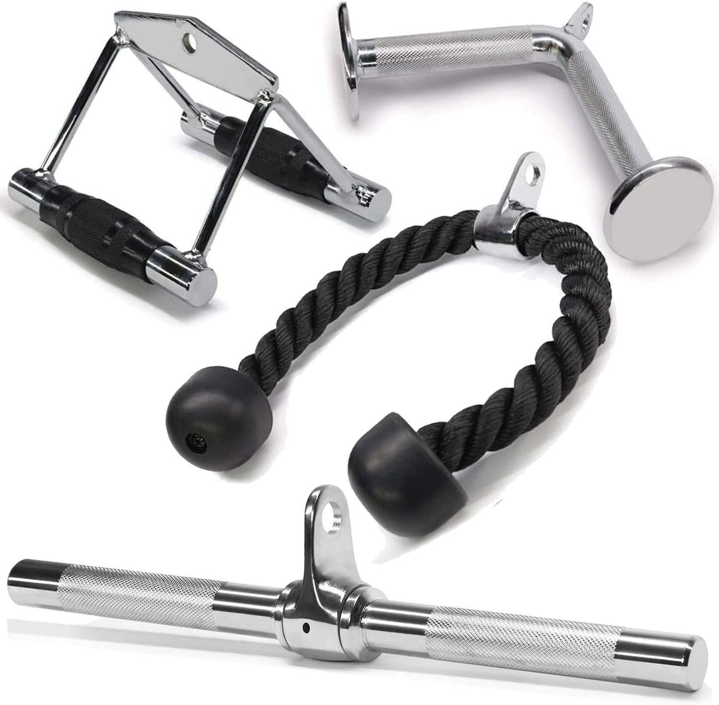 Yes4All Triceps Pull Down Attachment, Cable Machine Accessories for Home Gym, LAT Pull Down Attachment Weight Fitness, Cable Machine Attachment Set - Triceps Rope, LAT Pull Down Bar, V-Bar, Double D