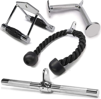 Yes4All Triceps Pull Down Attachment, Cable Machine Accessories for Home Gym, LAT Pull Down Attachment Weight Fitness, Cable Machine Attachment Set - Triceps Rope, LAT Pull Down Bar, V-Bar, Double D