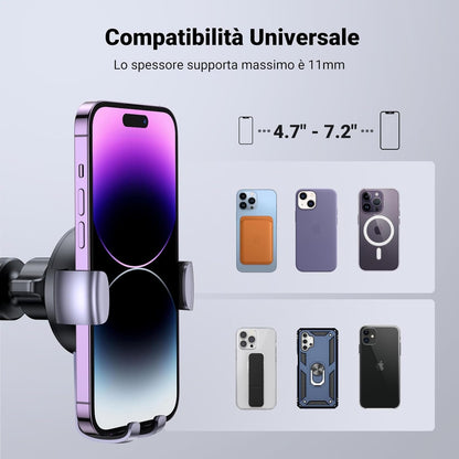 UGREEN Gravity Car Phone Holder, Car Air Vent Phone Holder, Compatible with iPhone 16 15 14 Plus Pro Max, Galaxy S24 Ultra S23 A14, Redmi Note 12 Pro, etc. Black