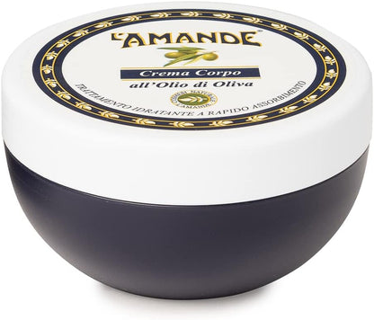 L'AMANDE - Moisturizing Body Cream Dry Skin with Hyaluronic Acid and Vitamin E, Mild Antioxidant and Soothing, Anti-Aging Scented Body Cream for Soft and Velvety Skin - Olive Oil 200 ml