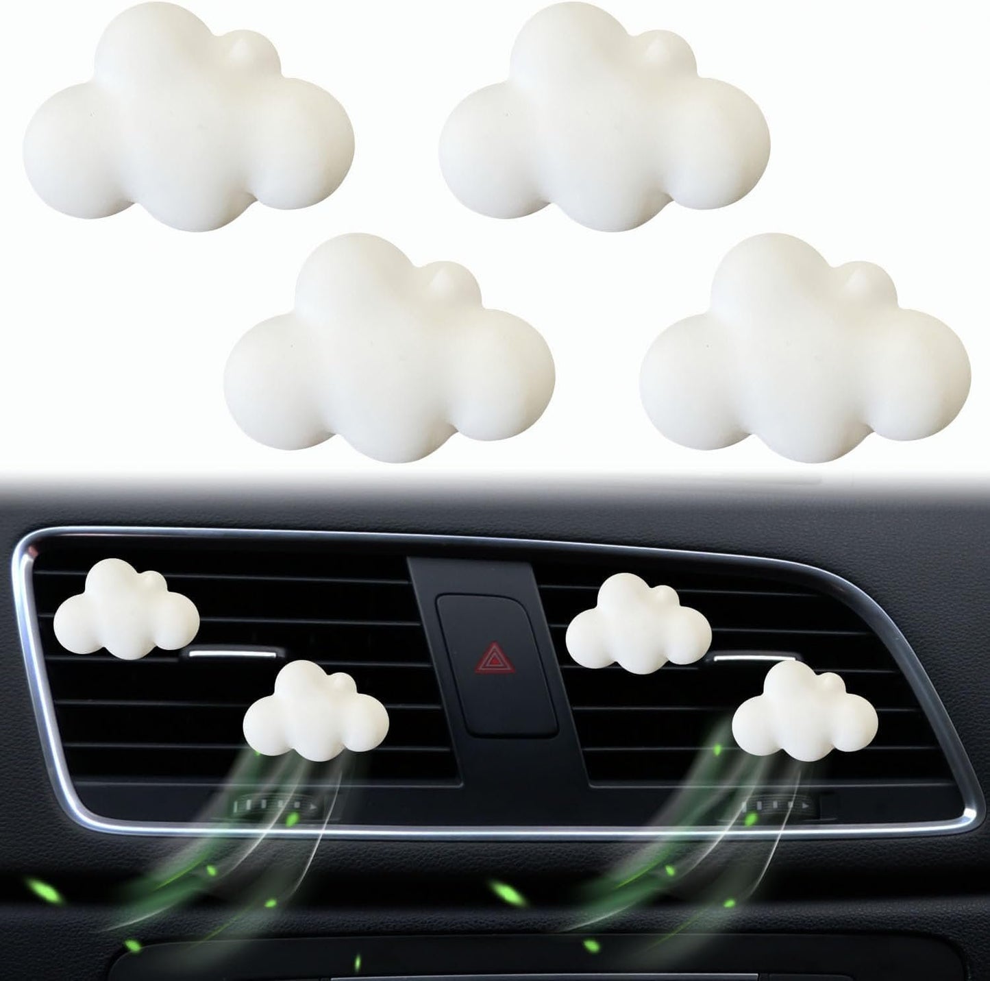 4 Pcs Cloud Air Vent Clips, Cute Cloud Car Unscented Air Fresheners Vents Clips Funny Car Diffuser Vent Clips Car Interior Decor Charm Cute Car Accessories Car Decoration