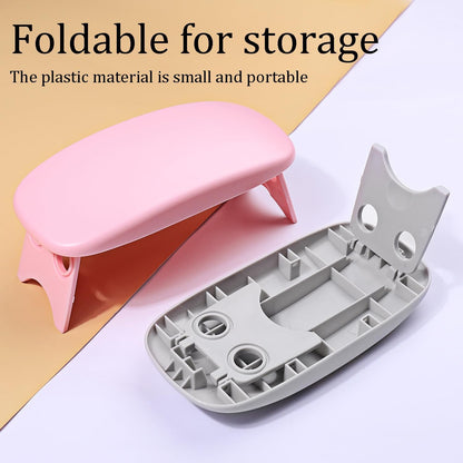 Nail Arm Rest Foldable Nail Hand Support Cushion for Acrylic Nails Essential Nail Care Tool for Home and Salon Use Ergonomic Arm Rest for Nail Art Design and Pedicure Services (Pink)