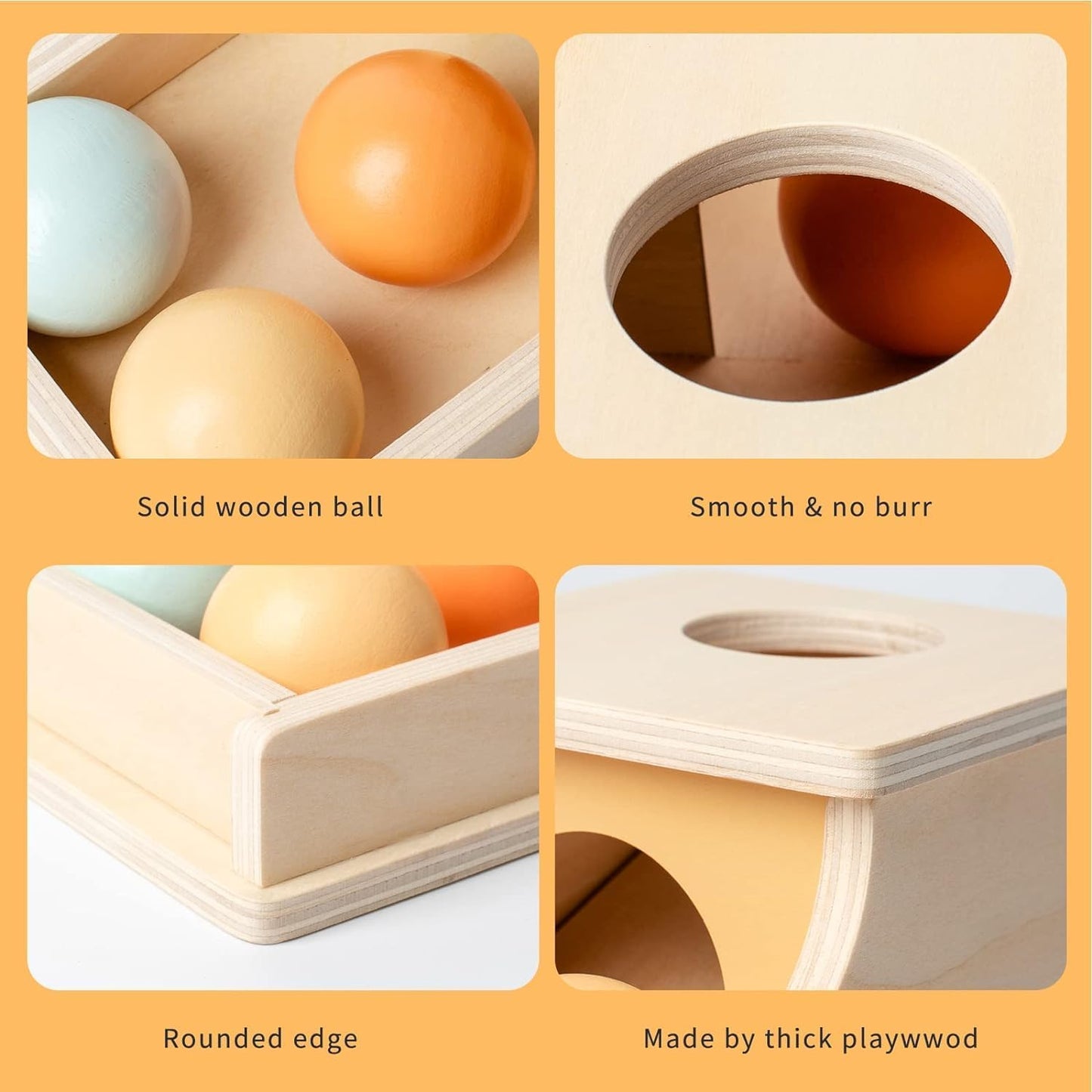 HENGYAN Edition Montessori Toys for Babies 6-12 Months Object Permanence Box Wooden Ball Drop Toy Play for 6 Month 1 2 3 Year Old Toddlers Infant Early Age Toy