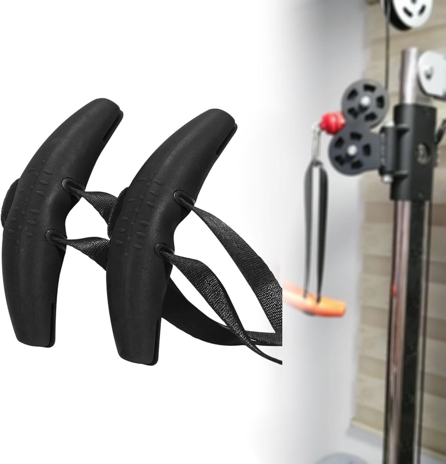kowaku 2Pcs Tranining Grip Handles Cable Machines Attachments Multifunction Exercise Resistance Band Handles for Barbells Home Gym, Black