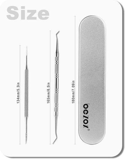 BEZOX Ingrown Toenail Tools Kit - Professional Stainless Steel Toenail Lifter and Thick Toenail File Set for Effective Nail Care