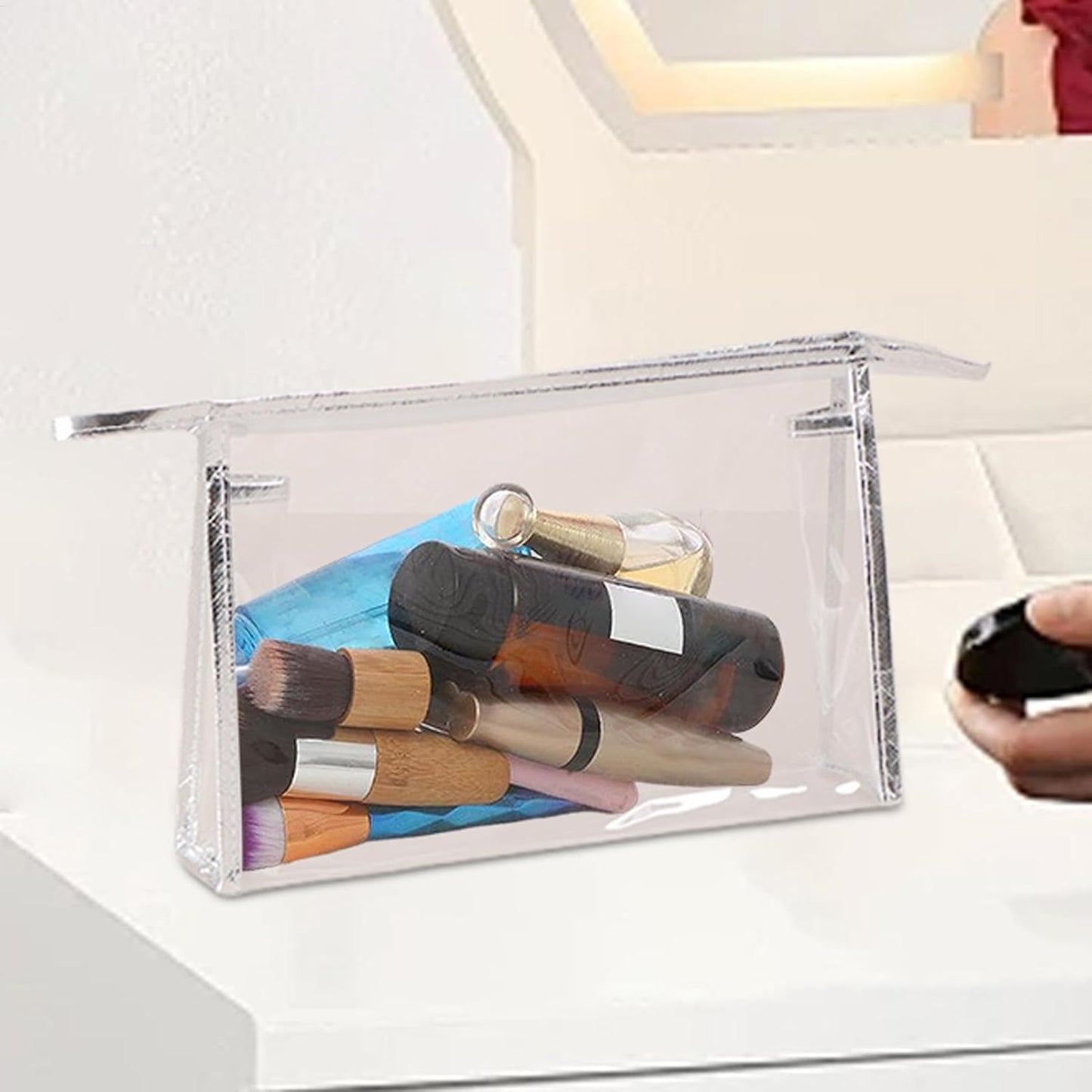Clear Travel Makeup Bag | Storage Bag Zipper Cosmetic Bags | Clear Toiletry Pouch | Travel Bag Waterproof Cosmetic Case | Portable Make up Organizer Travel Accessories for Makeup