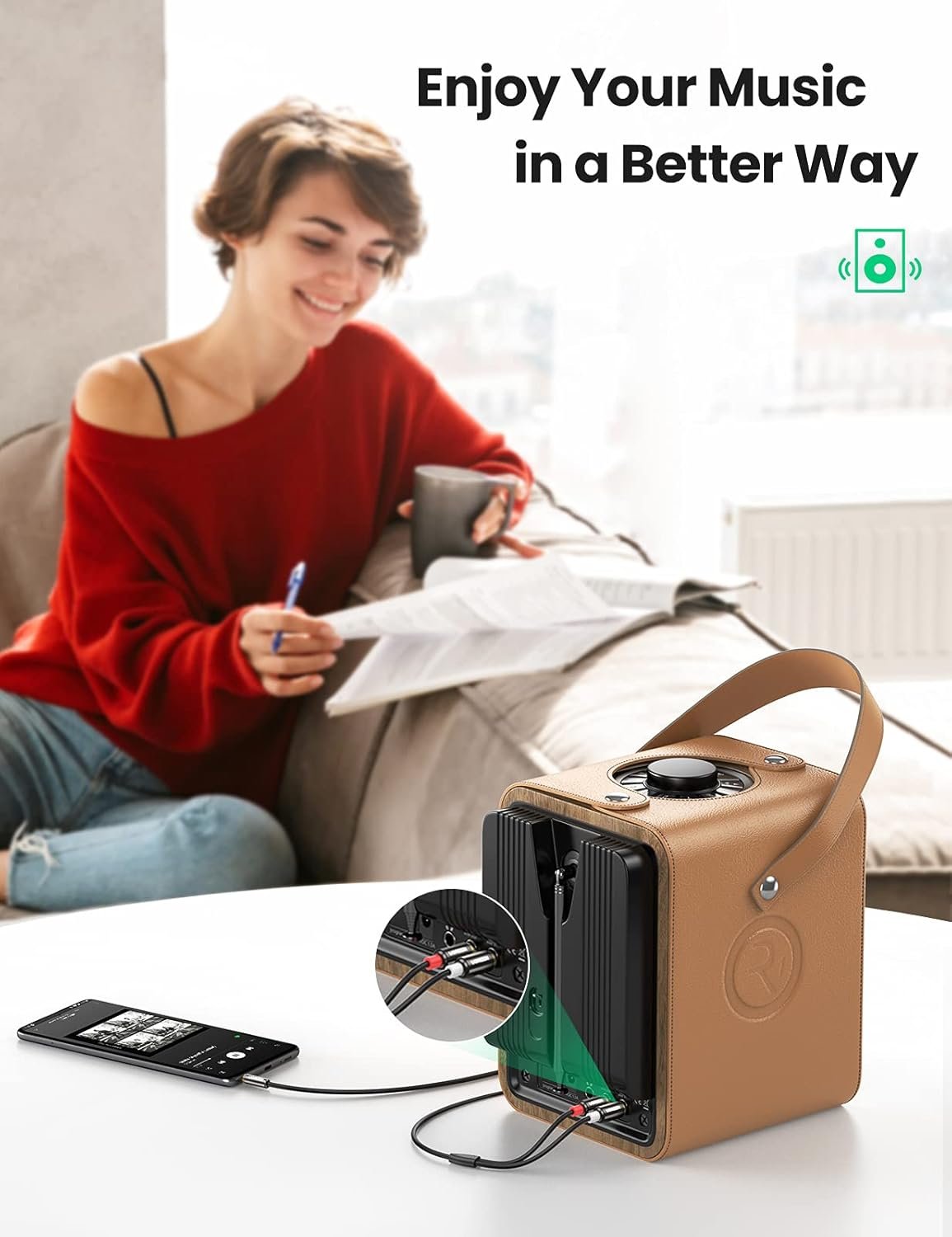 UGREEN 3.5mm to 2RCA Aux Audio Cable Cord Stereo Jack Phono Plugs Connector for Speakers, iPod, MP3 Player, Smartphone, Tablet, Laptop and More, 3.3FT