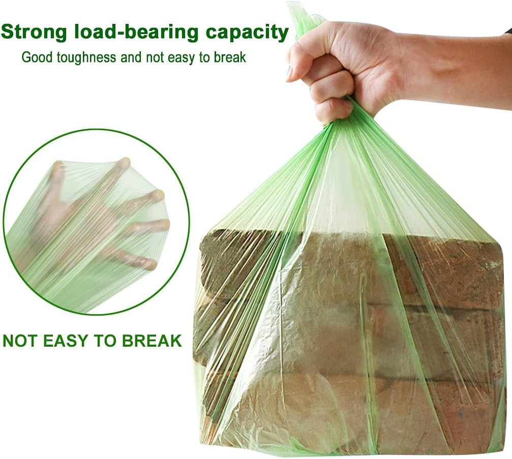 Biodegradable Trash Bags 100 Counts 2.6 Gallon Garbage Bags Small Strong Eco-Friendly Wastebasket Liners for Bathroom Kitchen Office-Green