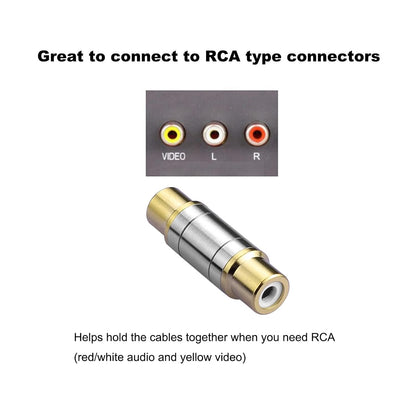 Borsuer 2Pcs RCA Female to Female Coupler Gold Plated Video and Audio RCA Female Adapters Barrel connectors Extend RCA Cables
