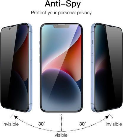 JETech Privacy Full Coverage Screen Protector for iPhone 16e 2025, iPhone 14 6.1-Inch, Anti-Spy Tempered Glass Film, Edge to Edge Protection Case-Friendly, 2-Pack