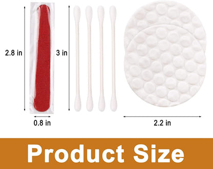HQSLsund 100 Pack Hotel Vanity Set Individually Wrapped, Bulk Hotel Amenities Kit, Hotel Hospitality Set, Hygiene Products Include Cosmetic Cotton Pads, Cotton Swabs, Nail File (Paper Sticks)