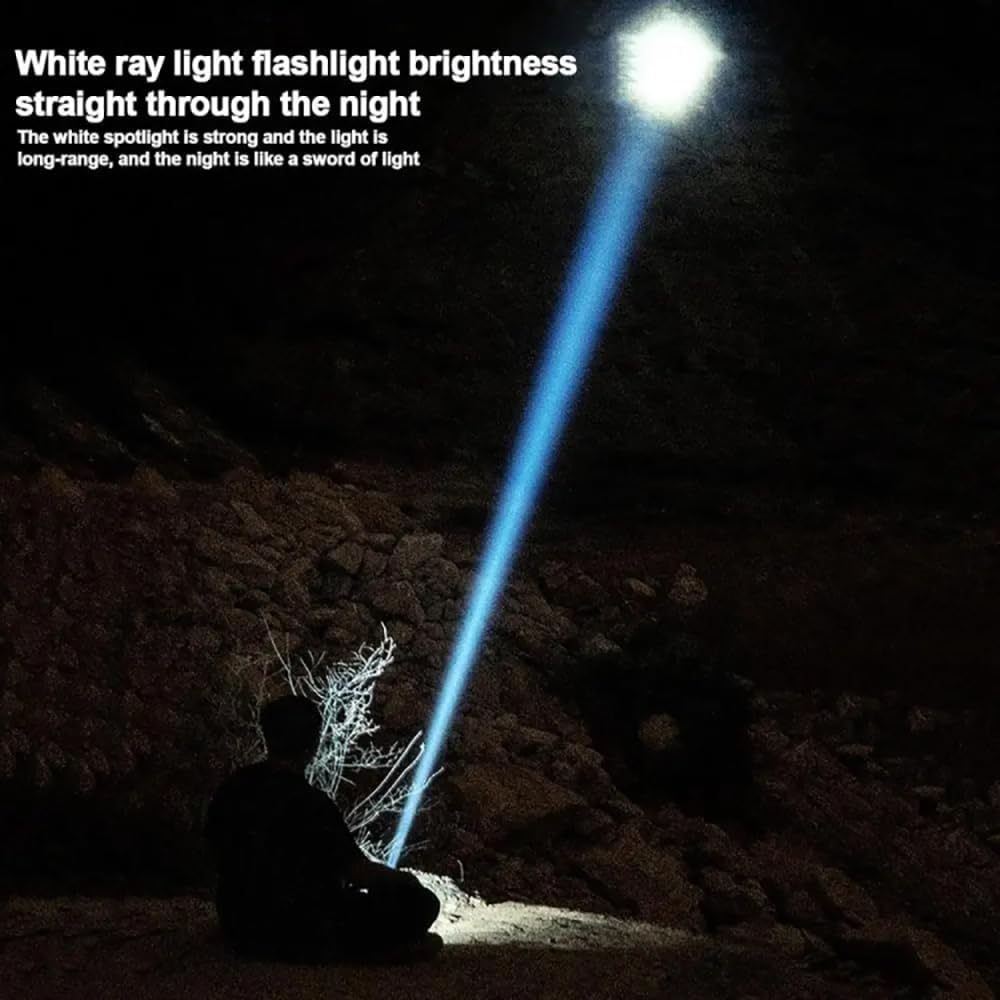 LED Tactical Torch, Rechargeable Flashlight, Laser Bright Flashlight, Adjustable Focus, Water Resistant, with 5 Lighting Modes Mini Breathing Torch for Camping, Hiking, Dog Walking, Emergency Use