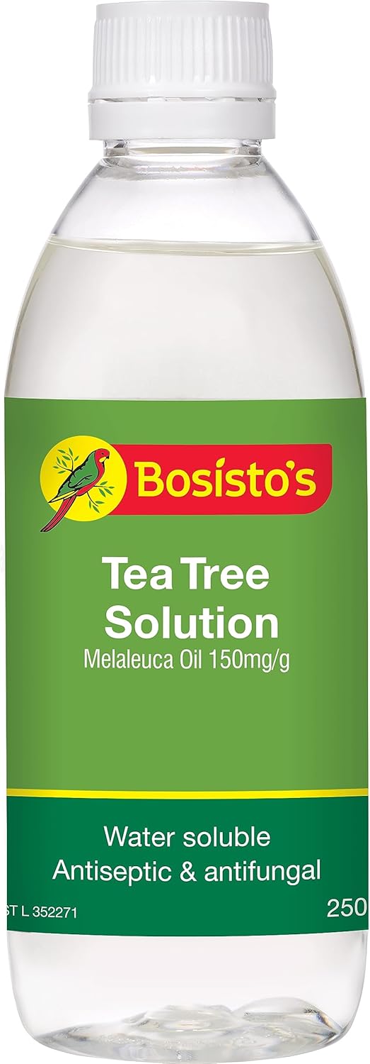 Bosisto's Tea Tree Solution 250mL | with 100% Natural Tea Tree Oil, Essential Oils, Dissolves Easily in Water, For Health and Home, Natural Cleaning, Antifungal, Australian Made & Owned