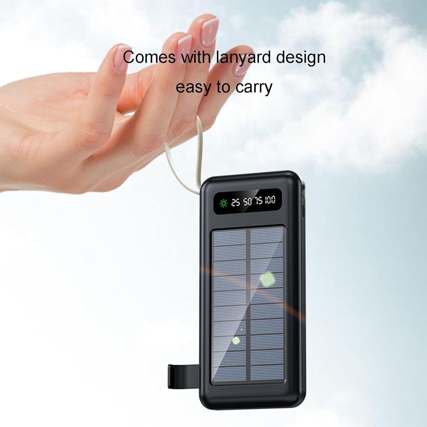 Portable Charger Outdoor Fast Charging Solar Energy 50,000 Capacity Available for iOS and Android Cell Phone Mobile Power,50000,B