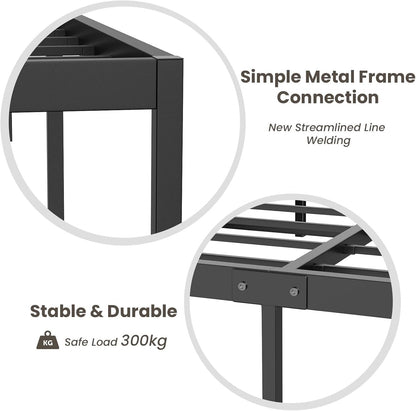 ADVWIN Bed Frame Queen Size, All Metal Material Mattress Base, Large Storage Space Under Platform Bed, Black