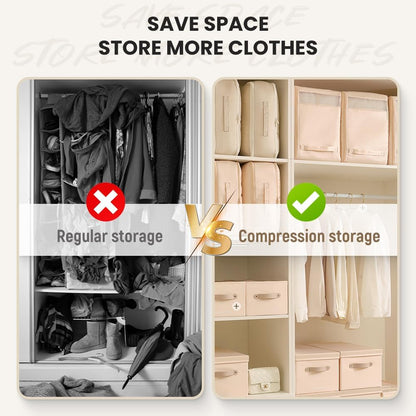 Packing Cubes, 2024 New Upgrade Organizer Self-Compression Space-Saving Ultra Space-Saving, Suitable for Clothes, Comforters Quilts (Beige)