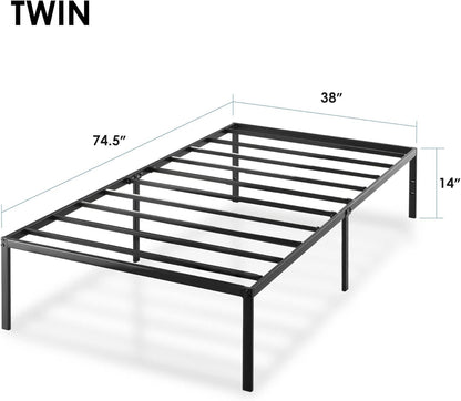 Best Price Mattress 14 Inch Metal Platform Beds w/Heavy Duty Steel Slat Mattress Foundation (No Box Spring Needed), Twin Size, Black