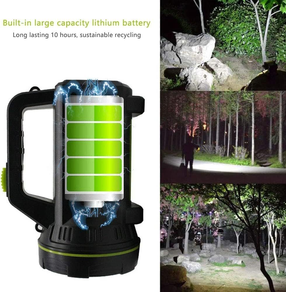 Super Bright Spotlight, Rechargeable Searchlight Handheld LED Flashlight, 135000 Lumens 6000mah Led Torch with Side Light High Power Waterproof Flashlight for Emergency Hiking Camping Hunting