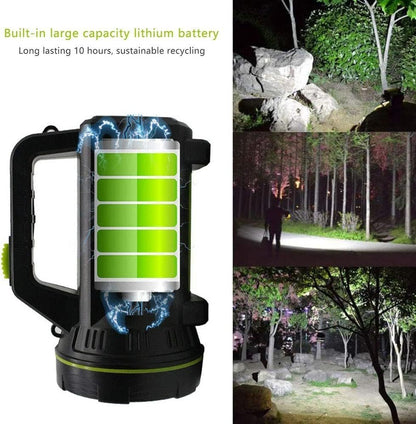 Super Bright Spotlight, Rechargeable Searchlight Handheld LED Flashlight, 135000 Lumens 6000mah Led Torch with Side Light High Power Waterproof Flashlight for Emergency Hiking Camping Hunting