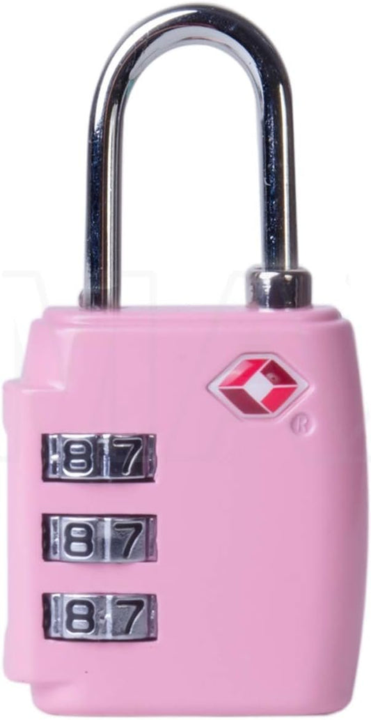 TSA Approved Combination Luggage Lock Padlock Locker Locks Security Suitcase Bag 3-Digit Travel Long Shackle (Pink)