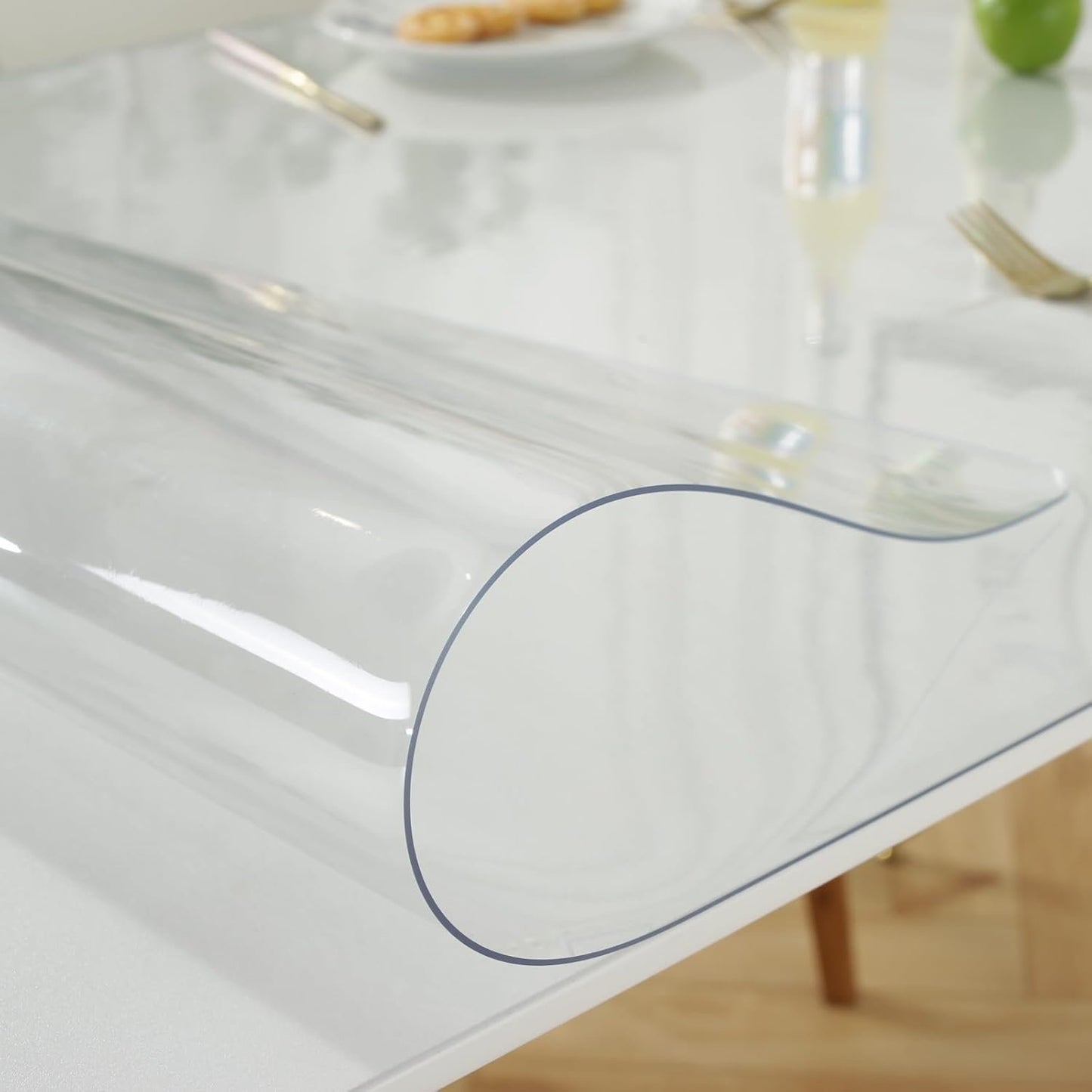 LovePads 1.5mm Thick 42 x 66 Inches Clear Table Cover Protector, Table Protector for Dining Room Table, Clear Plastic Tablecloth Protector, Table Pad for Kitchen Wood Grain