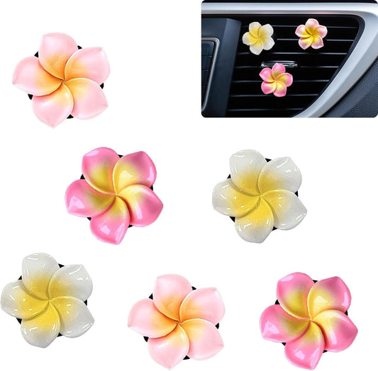 6 PCS Car Vent Air Freshener Clip Women Cute Car Decorations Accessories Pink Flower Car Interior Accessories (6 Pcs Egg Flower)