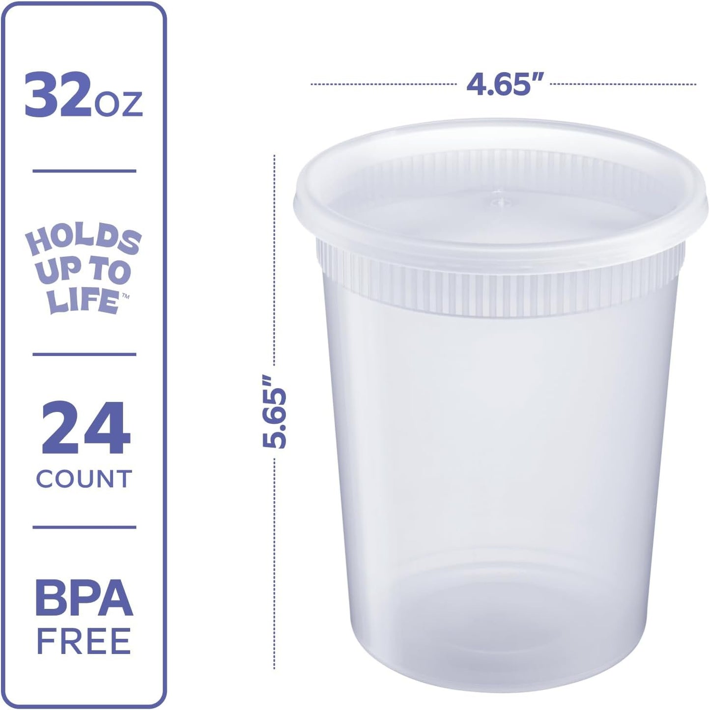 GUSTO [32 oz. - 24 Count] Deli Containers with Lids - Disposable Food Storage Containers With Airtight Lids, Ideal for Soups, Stews, and Meal Prep (Formerly Comfy Package)