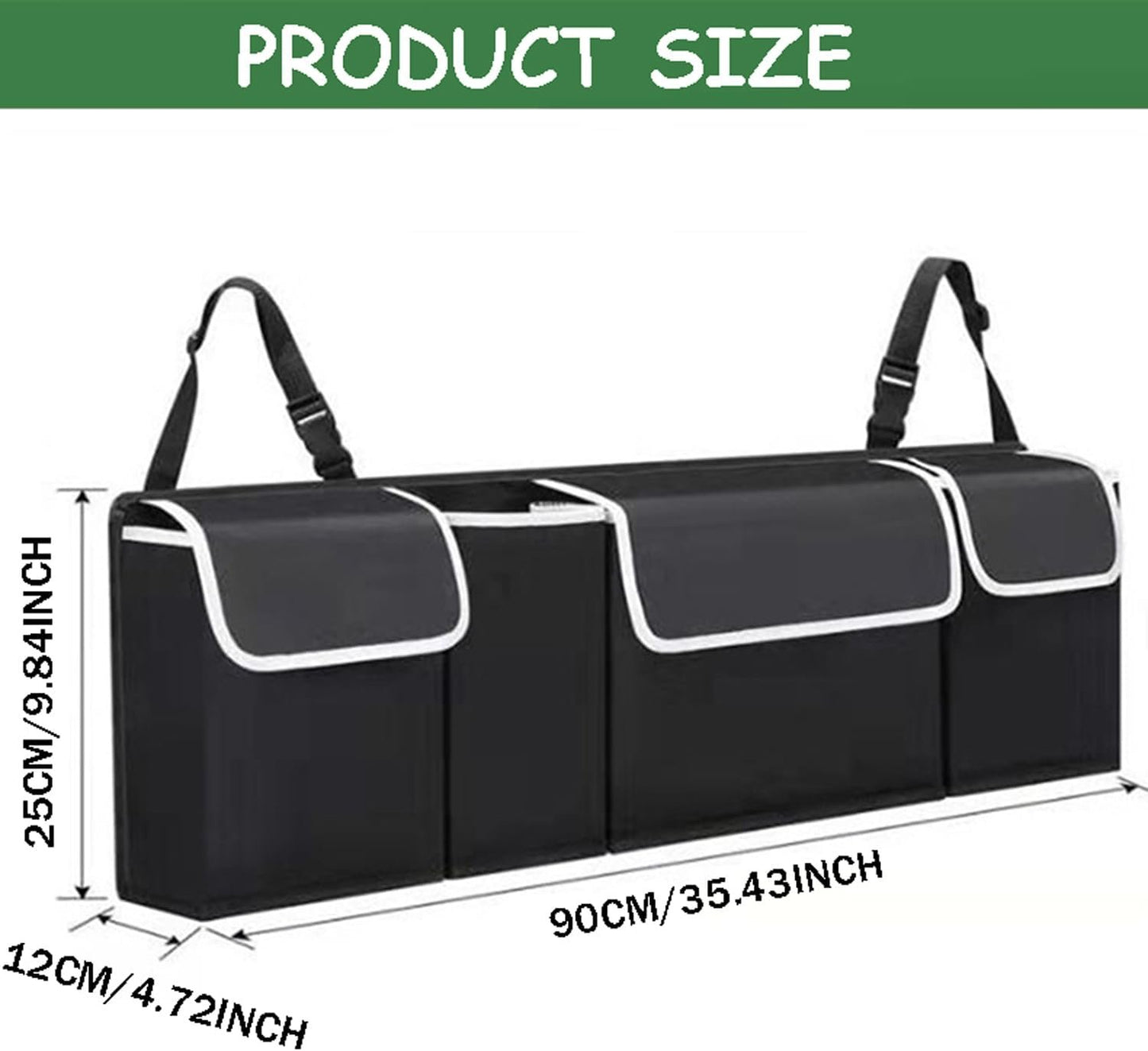 MITUMOMO Car Trunk Organizer Storage Bag, Back Seat Hanging Organizer, Adjustable Straps, Foldable Car Storage Bag for SUV Truck MPV