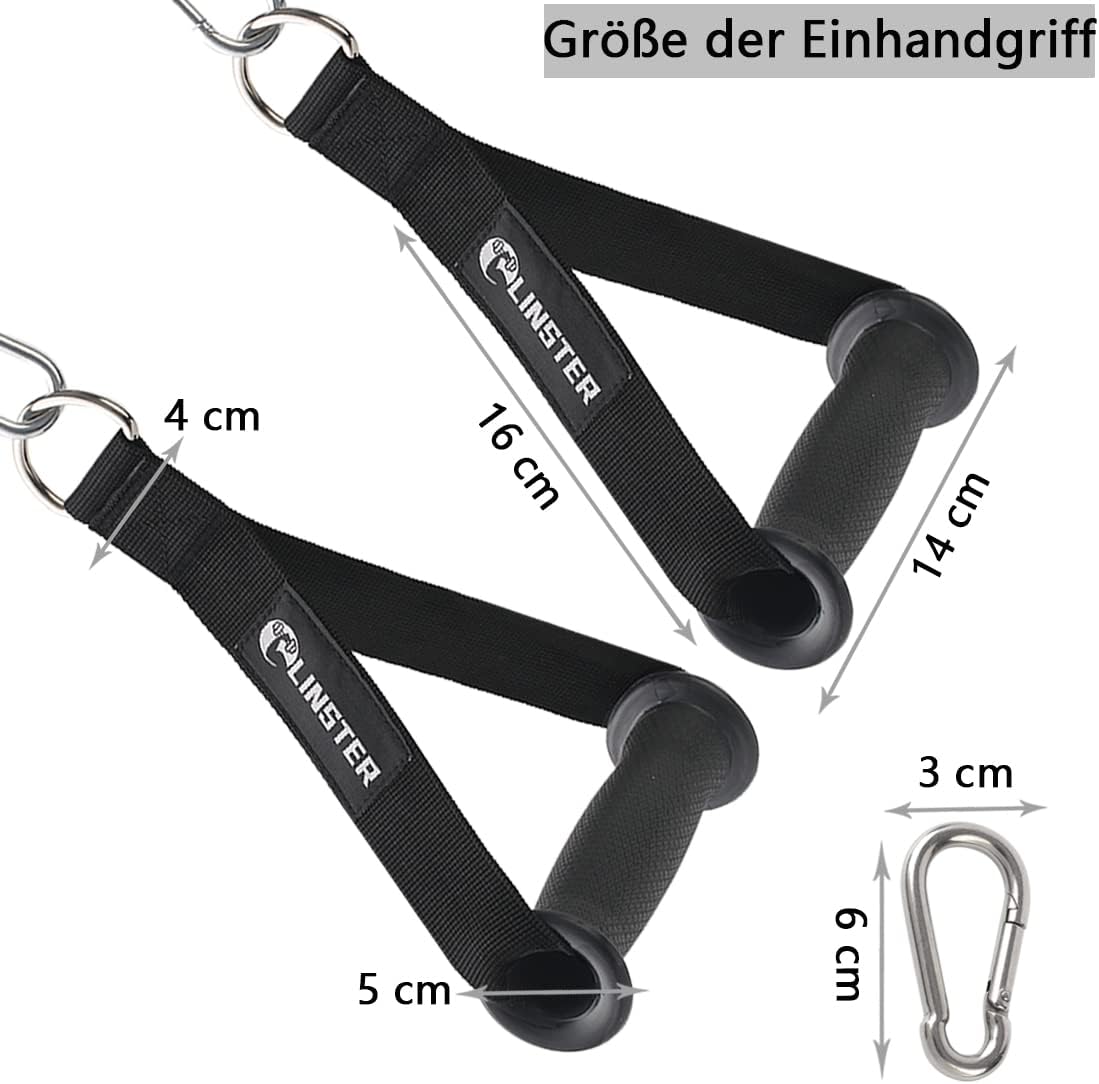 LINSTER Resistance Bands Handle Heavy Duty Gym Handles Cable Machine Attachment, Upgrade Gym Cable Handle Grips Attachment with 2 Carabiner Clips for Total Home Gym