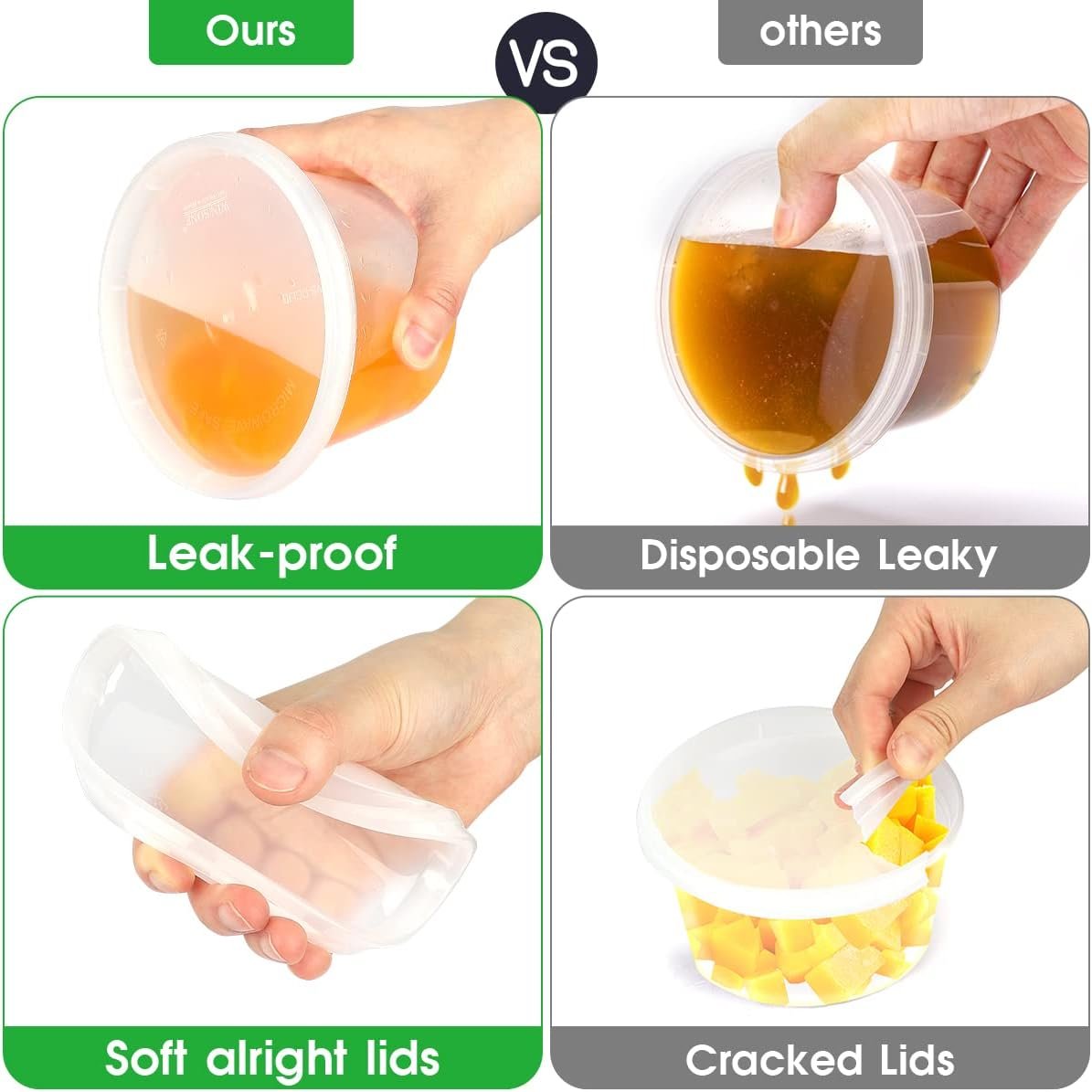 [60 Pack, 2 Size] Food Storage Containers with Lids,16oz, 32oz Plastic Airtight Deli Food Containers w Spoons, Microwave Freezer Food Container, BPA-Free Dishwasher Leakproof Clear Takeout Meal