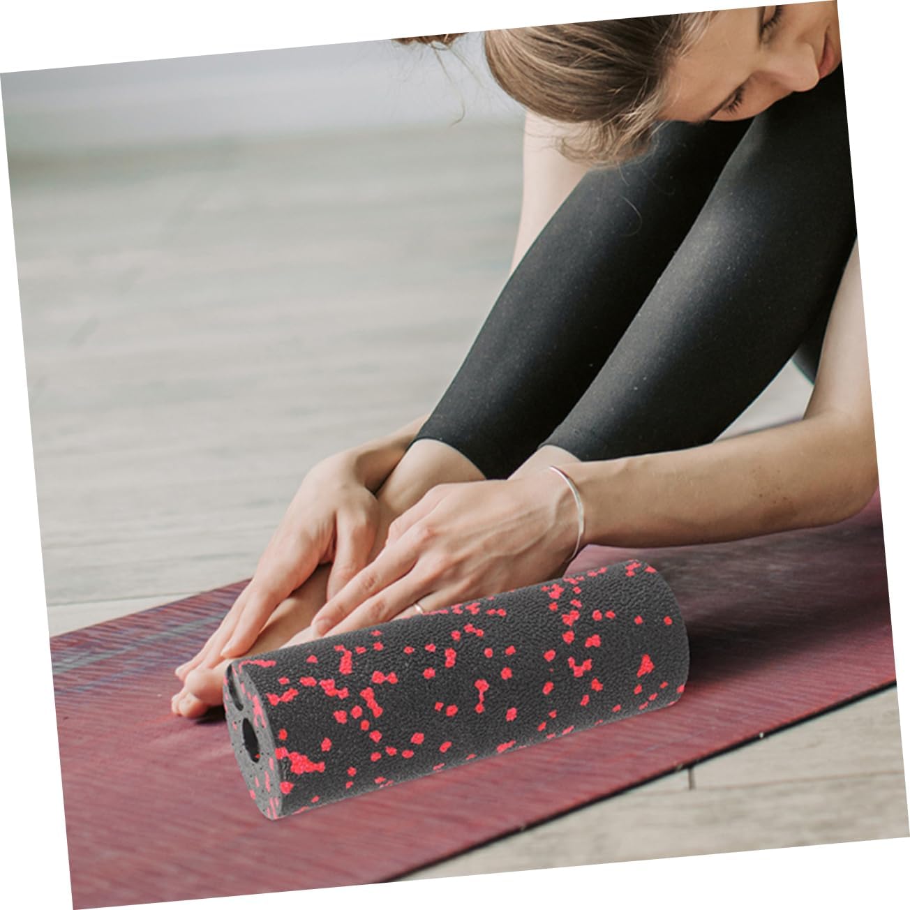 ibasenice 4 Pezzi Mini colonna yoga Accessori yoga massaggiante in sughero massaggio a colonna a rulli per l'esercizio di rilassamento muscolare del corpo epp