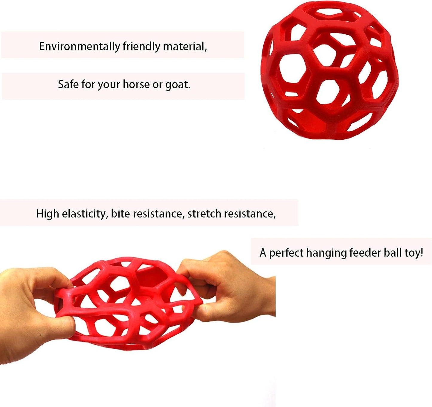 Besimple 2 Pack Horse Treat Ball Hay Feeder Toy, Goat Feeder Ball Hanging Feeding Toy for Horse Goat Sheep Relieve Stress(Red)