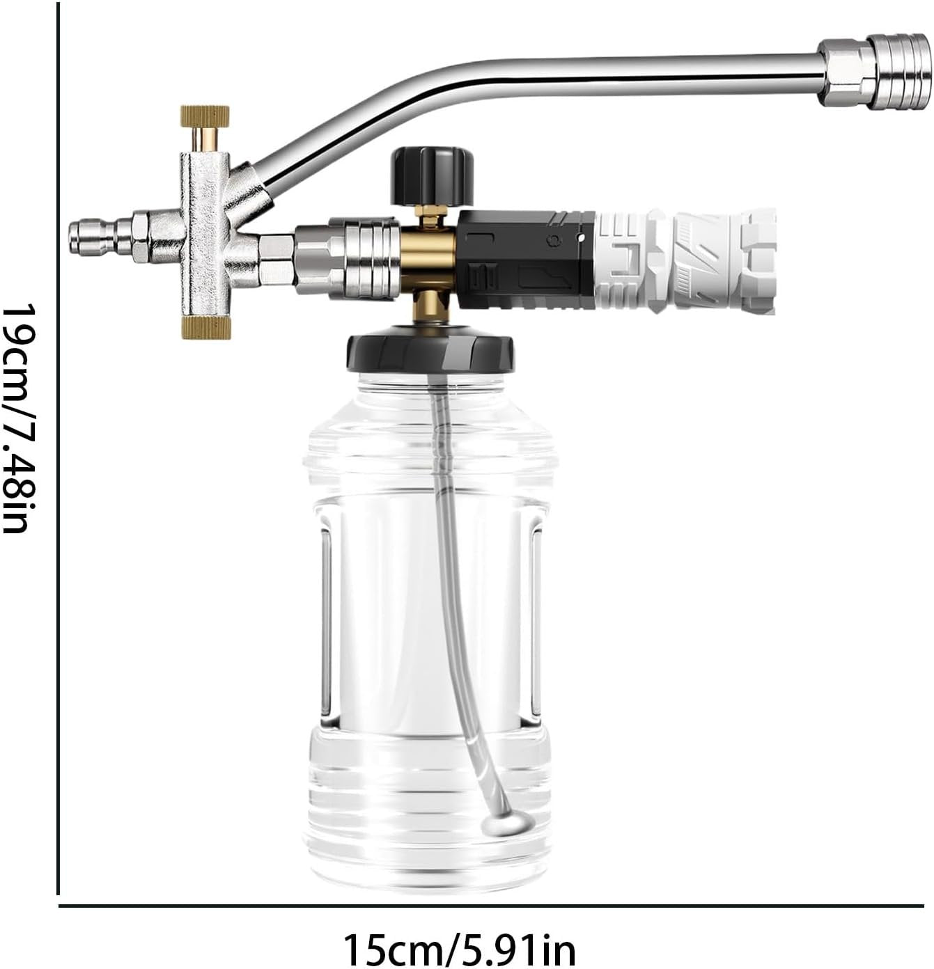 Car Soap Sprayer, Spray Nozzle Pressure Attachment Kit, Adjustable and Multi-Purpose Modes for Truck, Outdoor, Lawn, House, Car Wash, Detailing, Tire Cleaning, 7.48 x 5.91 inches