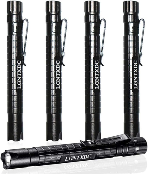 LGNTXDC LED Pen Light, 5 Pcs Ultra-Bright Aluminum Small AAA Mini Flashlights Tactical Penlight with Pen Clip, Non-Slip Waterproof IPX4 Pocket-Size, XDC140 Pro