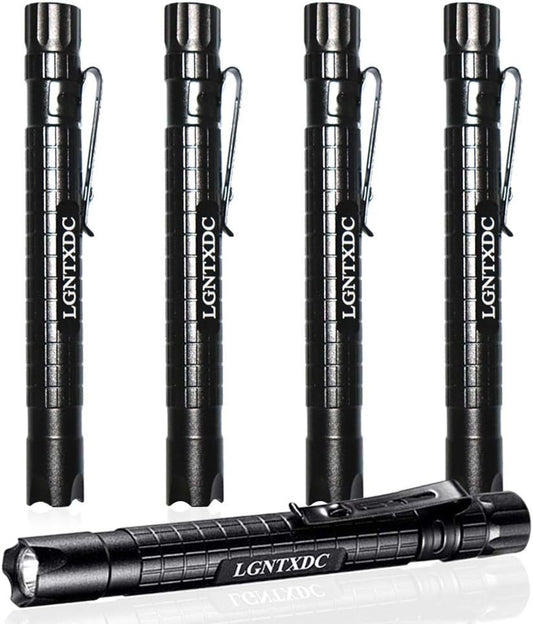 LGNTXDC LED Pen Light, 5 Pcs Ultra-Bright Aluminum Small AAA Mini Flashlights Tactical Penlight with Pen Clip, Non-Slip Waterproof IPX4 Pocket-Size, XDC140 Pro