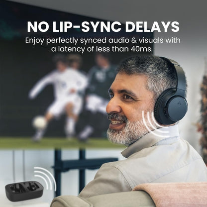 Avantree Ensemble - Wireless Headphones for TV Watching with Charging Dock, Easy Setup & Comfortable Fit for Seniors, 35hrs Playtime Bluetooth Headset, Compatible with All TVs, No Lip-Sync Delay