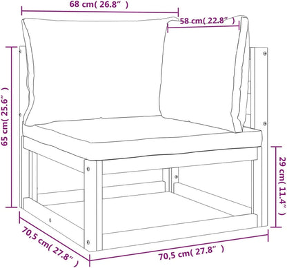 Homgoday 5-Piece Garden Living Room Set with Cushions Taupe Solid Wood, Garden Living Room, Sun Lounger, Sofa Bed Furniture, for Outdoor Patio, Pool, Balcony
