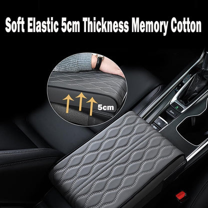 Car Armrest Cover Pillower, Auto Center Console Cushion Pad, Universal PU Leather Soft Memory Foam Arm Rest Protector Interior Accessories for SUV/Truck/Vehicle (Black, 32 * 22 * 5cm)