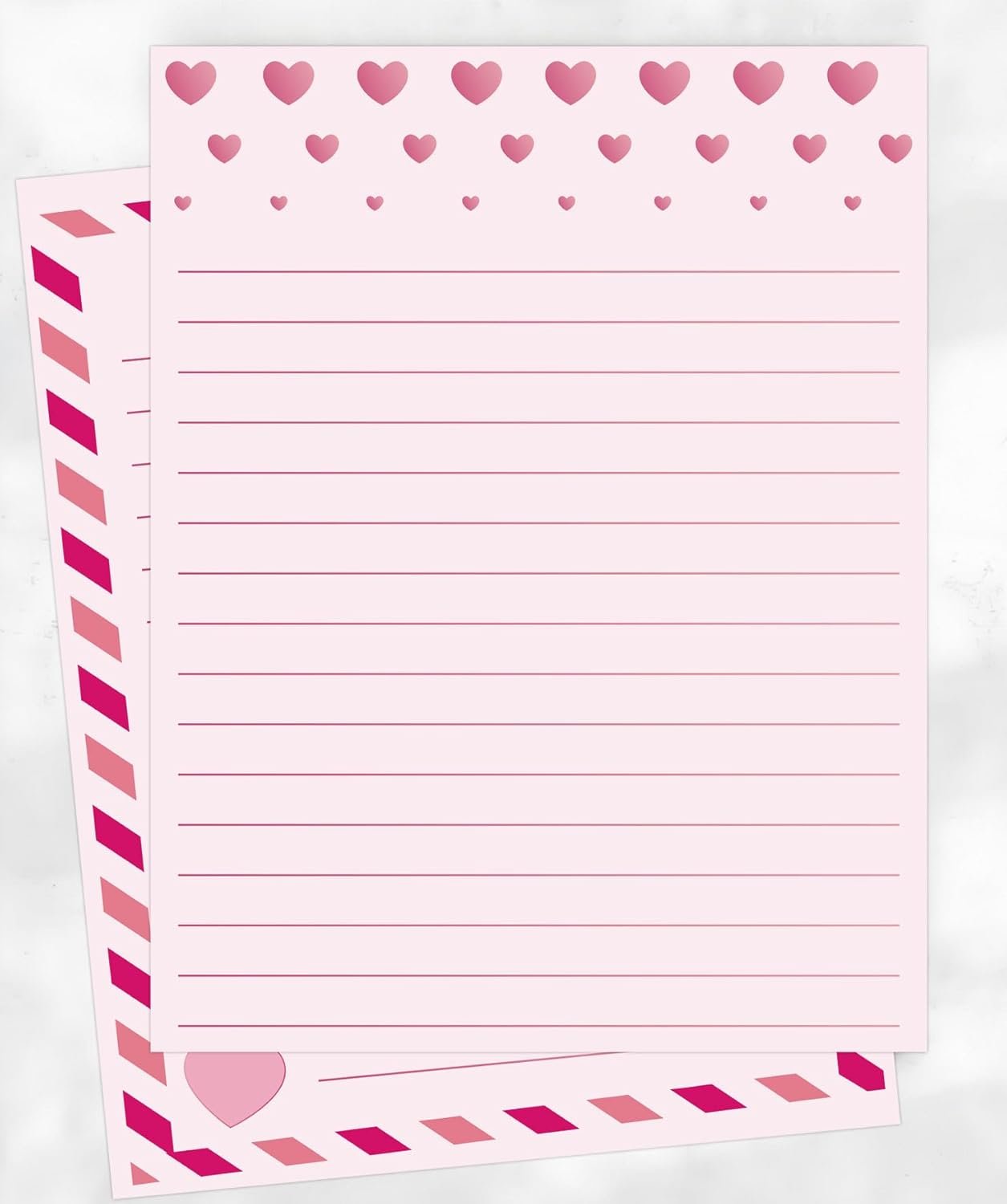 48 Pcs Valentine's Day Stationery Letter Sweet Love Heart Writing Paper - 8.5 x 11 Inch Pink Letter Writing Paper Set for Valentine's Day,Wedding,Anniversary & Crafting 4 Designs (Pink)