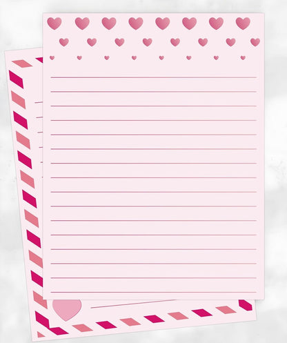 48 Pcs Valentine's Day Stationery Letter Sweet Love Heart Writing Paper - 8.5 x 11 Inch Pink Letter Writing Paper Set for Valentine's Day,Wedding,Anniversary & Crafting 4 Designs (Pink)