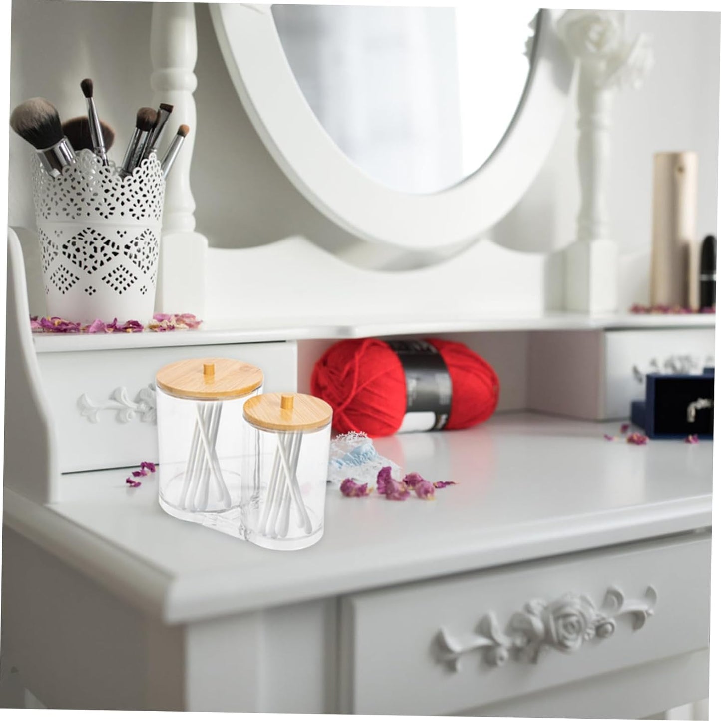 ULTECHNOVO Scatola Organizer Per Makeup Con Contenitore Compatto Per Pad e Accessori Cosmetici Design Per Trucco