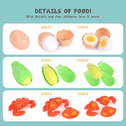 REMOKING Toddler Toys Kids Kitchen Playset,Pretend Play Food with Pots and Pans Set,Cooking Utensils,Preschool Learning Education Toys,3-8 Year Old Girl Boy Gifts