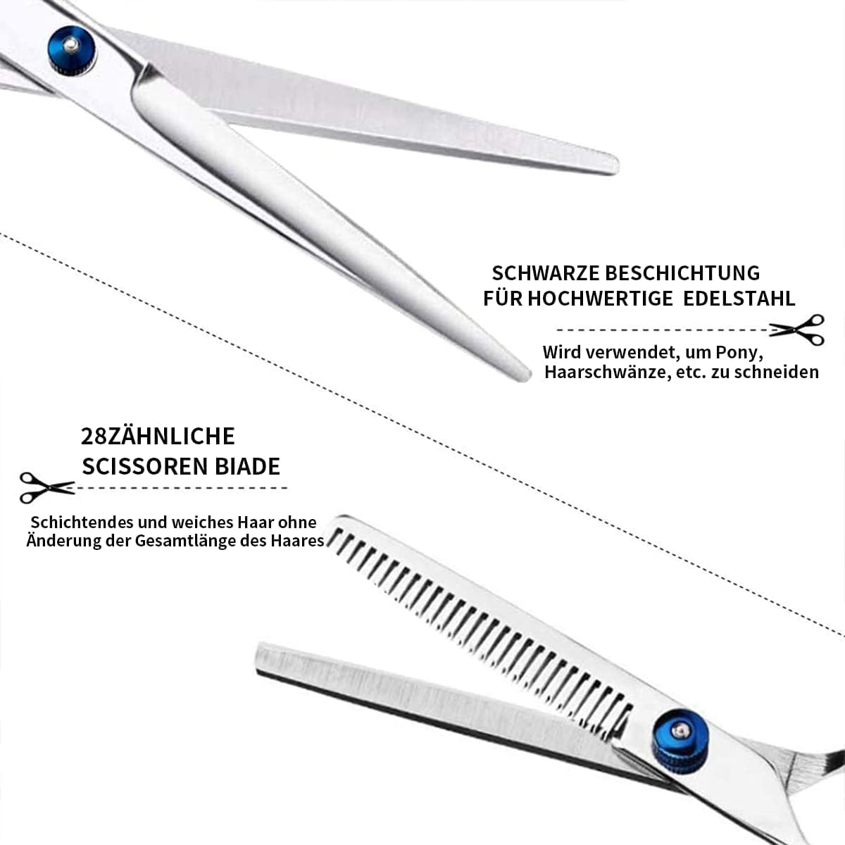 Professional Hairdressing Scissors Set – 11 Pieces for Cutting, Thinning and Stylizing Hair and Beard – Ideal for Home and Professional Use