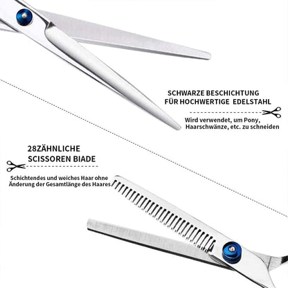Professional Hairdressing Scissors Set – 11 Pieces for Cutting, Thinning and Stylizing Hair and Beard – Ideal for Home and Professional Use