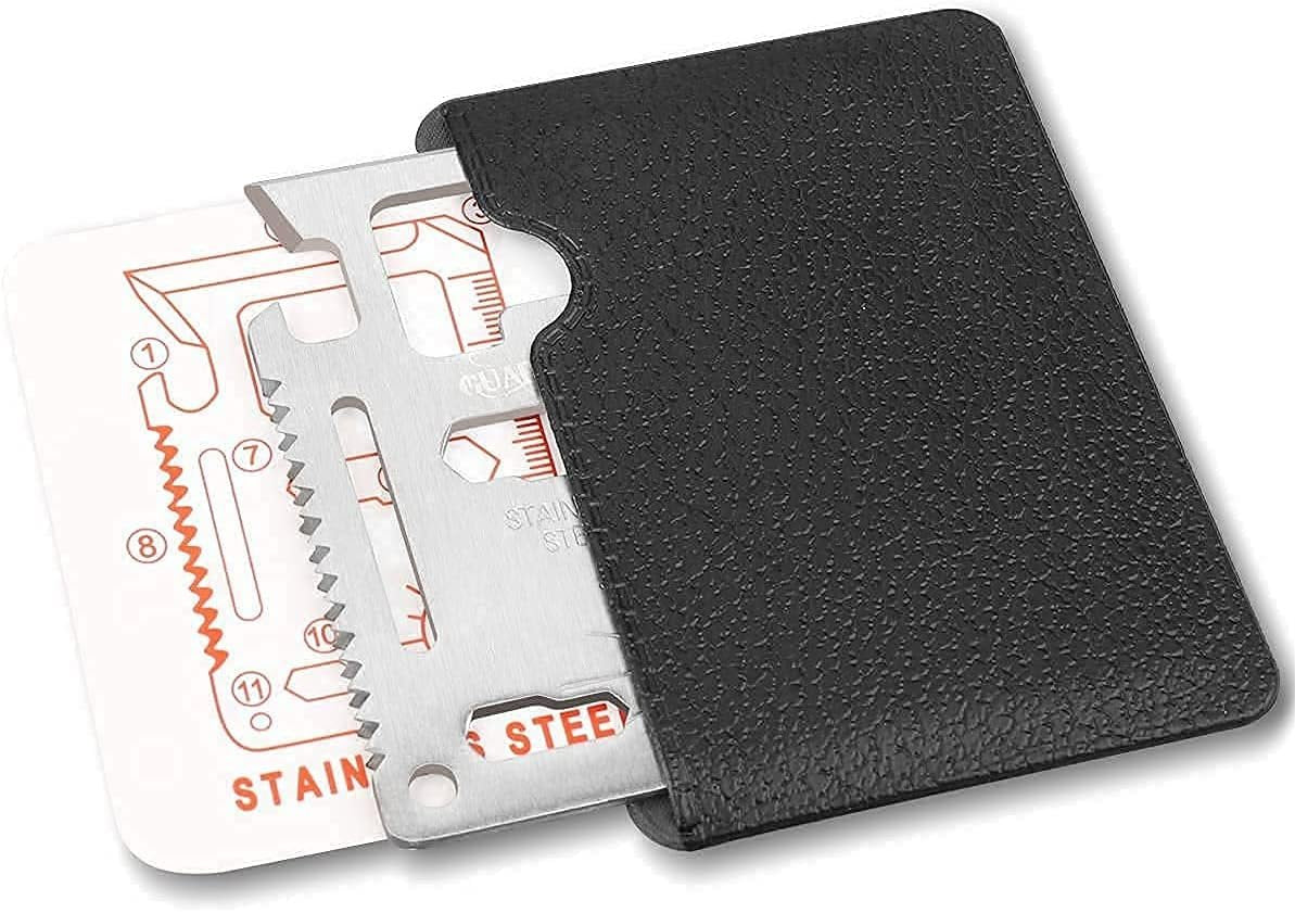 11 in 1 Multi Tool Card Survival Credit Card Tool Fits Perfect in Your Wallet with Knife Blade By Atziloose