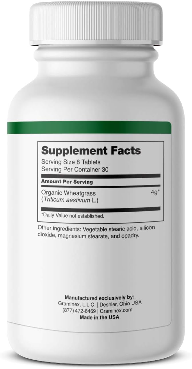 Wheatgrass Tablets - Natural Immunity, Anti-Aging Support, Boosts Energy, Wellness - Amino Acids, Vitamins, Minerals, Antioxidants Greens Superfood Supplement - 240 Non-GMO Tabs