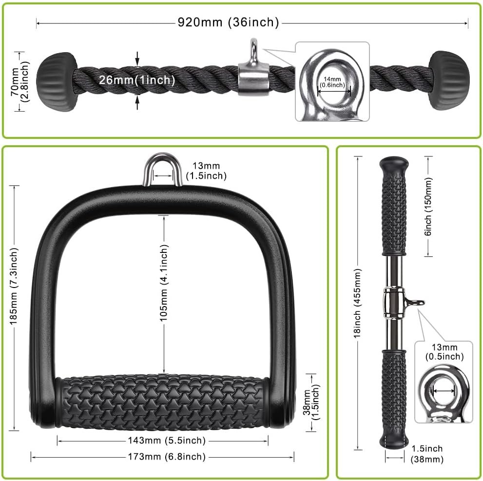 Kipika Tricep Pull Down Attachment, Cable Machine Accessories for Home Gym, Cable Machine Attachments Pulley System Gym, LAT Pull Down Attachment Weight Fitness